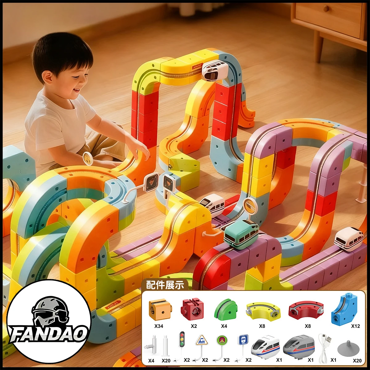 

123 Pcs DIY Magic Rail Cube Electromagnetic USB Charging Train Rail Car Cultivation Children's Slot Toys Kid's Christmas gifts