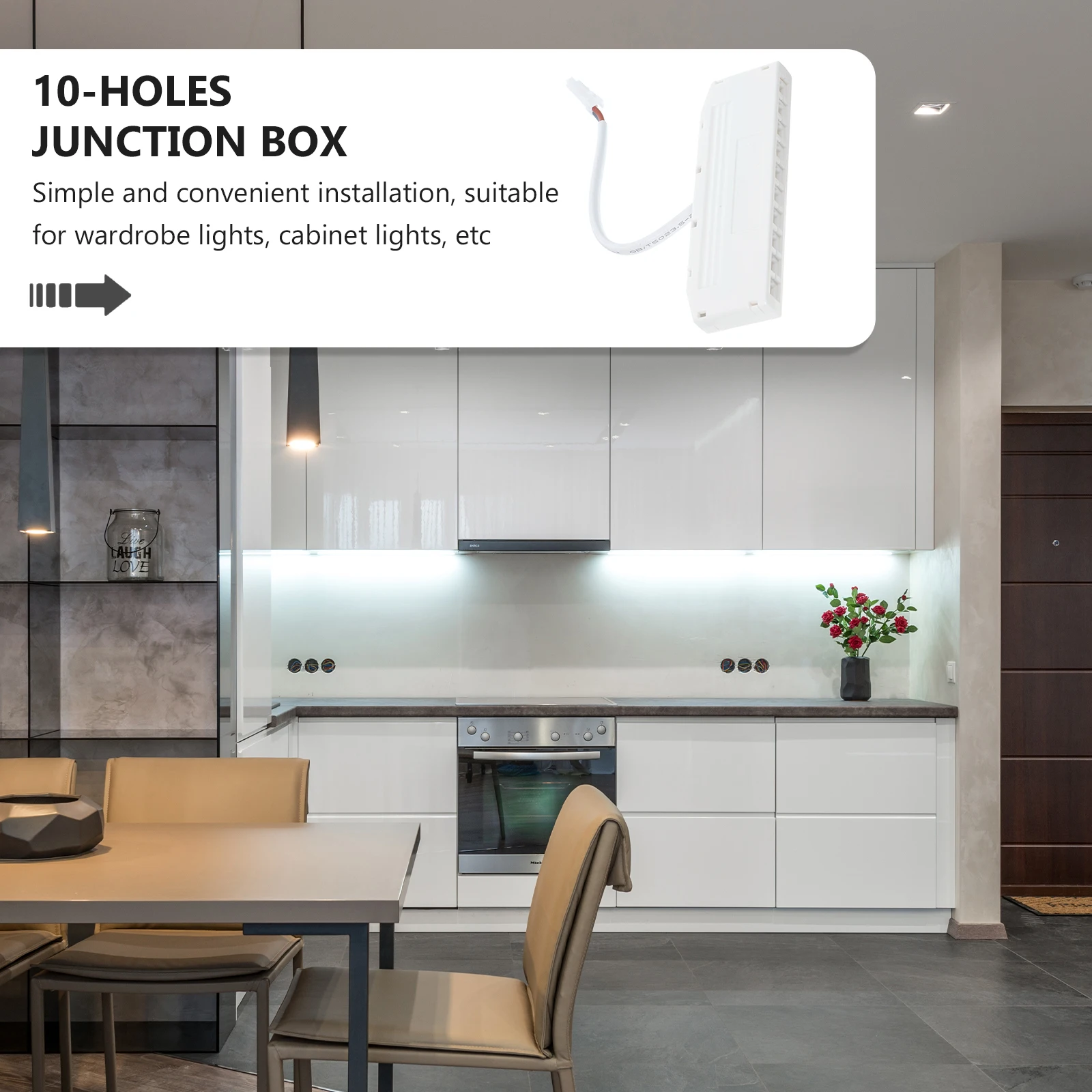 

1pc 10-Holes Waterproof Junction Box For Cabinet Led Lights Electrical Wiring Connection Plastic Splitter Box Light Cord