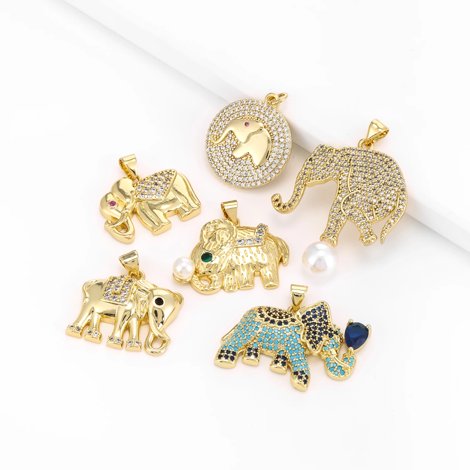 Best Selling 6 Designs Elephant Pendant Popular Copper Crystal Jewelry Nacklace Accessories Banquet Party Show For Women Gifts