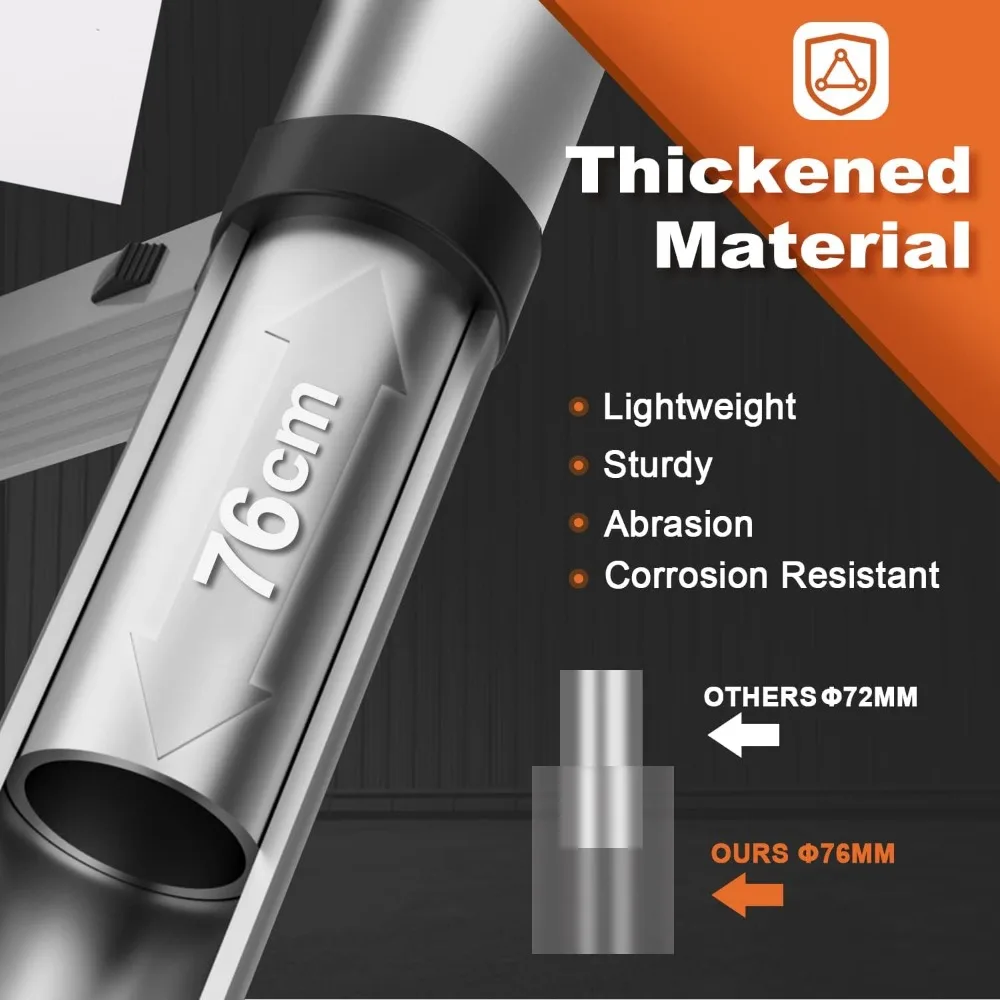 Escalera de extensión liviana de aluminio de 12,5 pies con 2 estabilizadores, capacidad resistente de 330 libras, diseño telescópico para seguridad y C