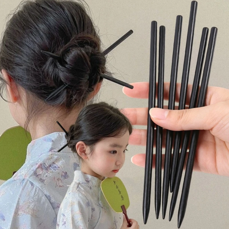 30pc Chinese Style Black Wooden Hairpins Artist Updo Insert Tapered Hairside Chopsticks Ponytail Holder DIY Chignon Finding Tool