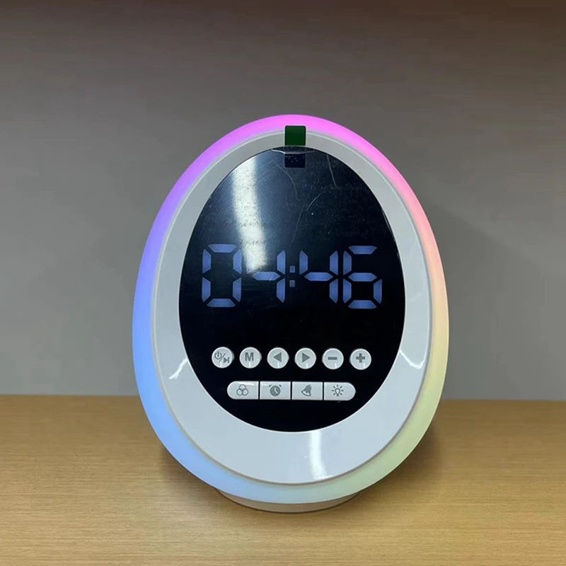 New RGB Colorful Atmosphere Light Bluetooth Speaker Wireless Clock Alarm Clock Gift Card Small Speaker Durable Easy To Use