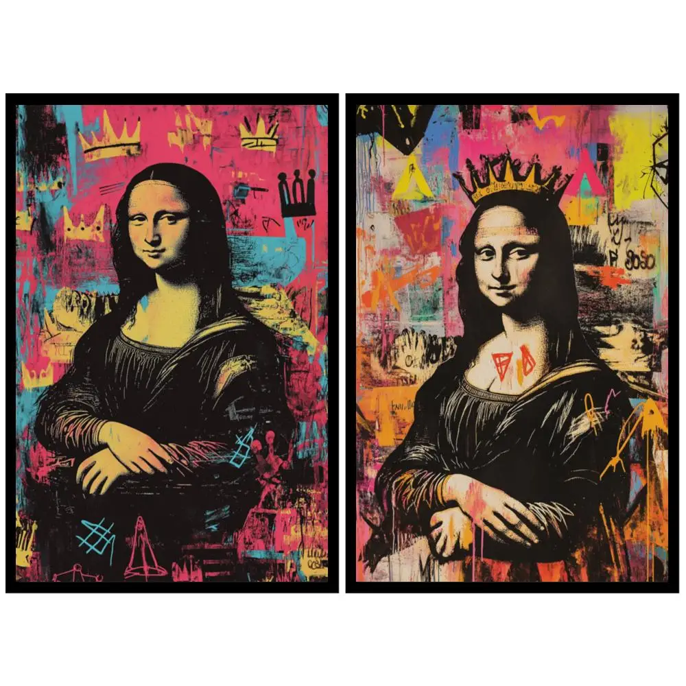 Graffiti Mona Lisa Wall Art Abstract Renaissance HD Canvas Print Urban Street Poster for Hotel Office Decor Large