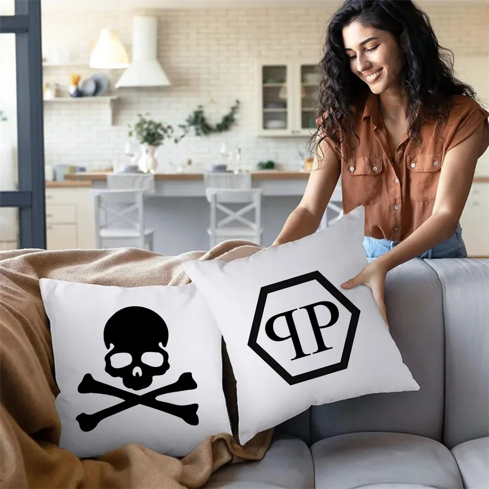 Horror Skull P-PLEINS Qp-P-PHILIPPS Pillow Covers Cartoon Sofa Decorative Home Double-sided Printing Short Plush Cushion Cover