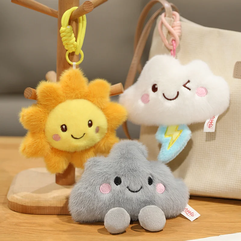 

Hot Weather Plush Toy Pendant Stuffed Thunderclouds Dark Clouds Pillow Sun Lightning Rain Doll Room Bag Decor Christmas Gift