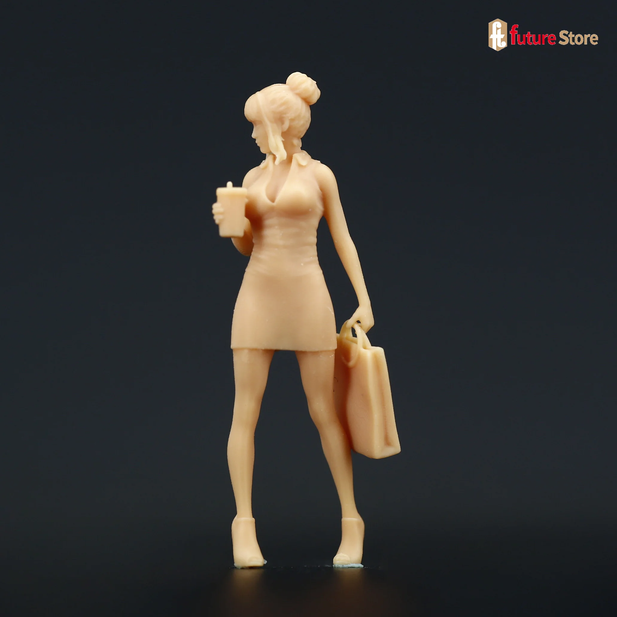 

1/64 1/43 A012 Beauty Girl hold coffee handbag Miniatures Figures Diorama Sand Table Scene Props Creative Photograph Mini Doll