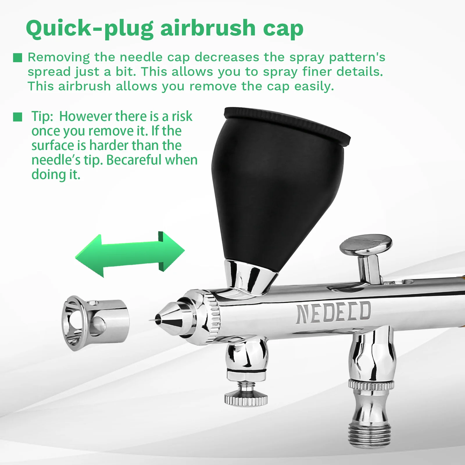 NEOECO NCT-SJ83 Dual Action Airbrush 9cc 1/3 oz vloeistofbekers snel verwijderen luchtborsteldop ontwerp zwaartekrachttoevoerset voor model cake art