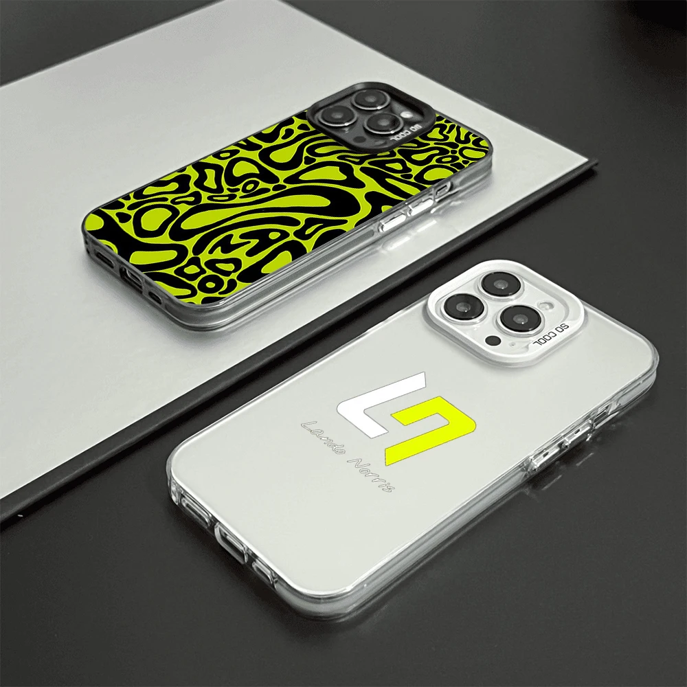 Funda de teléfono Racer L-Lando N-Norris 4, funda para iPhone 16, 12, 13, 14, 15 Pro Max Plus, lente circular IMD, carcasa láser