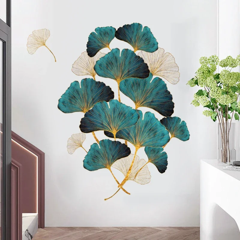 Large Size Ginkgo Biloba Wall Stickers For Living Rooms  Decor Self-adhesive Sticker Room Bedside Background Wall decoration