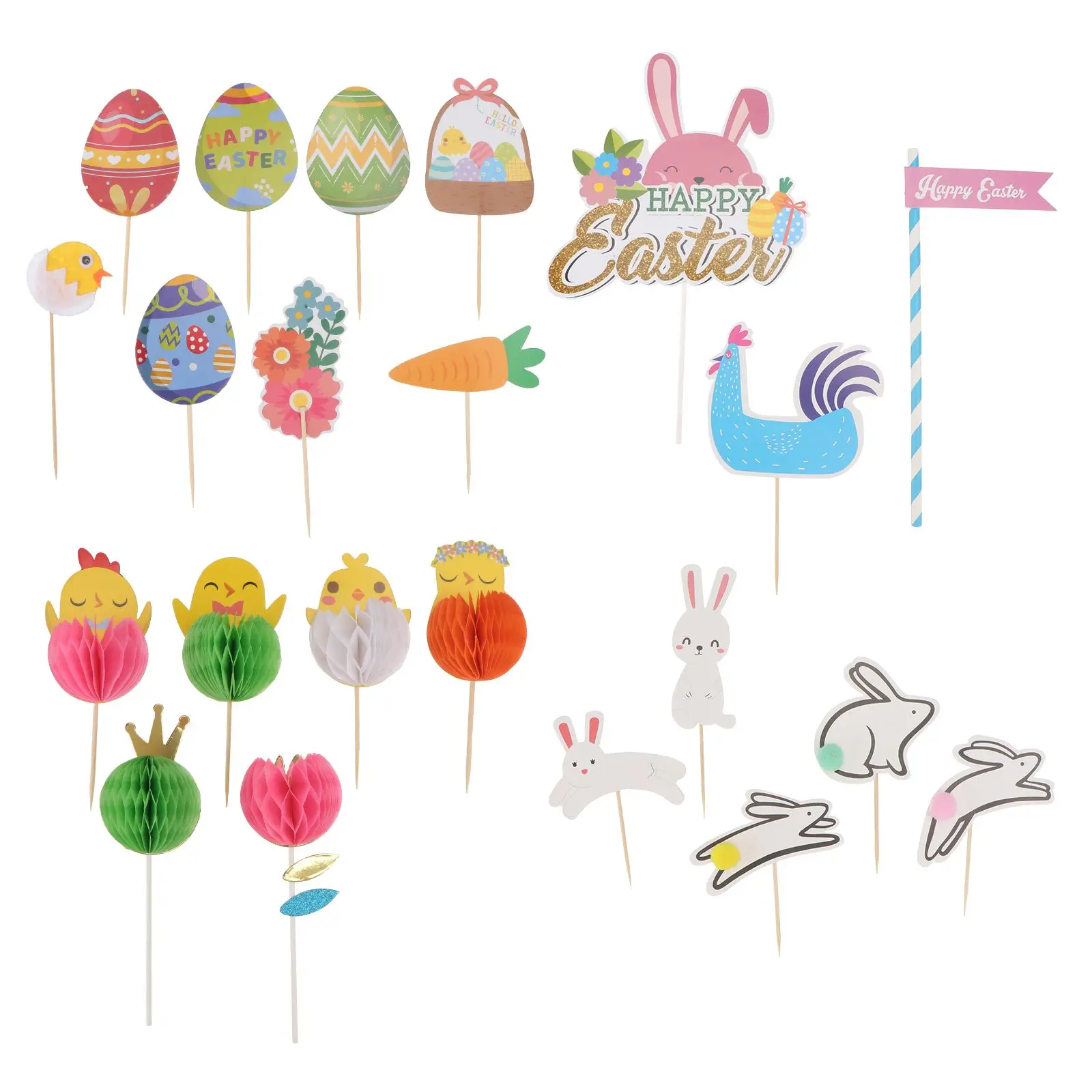 

Colorful Paper Toppers Food Grade Thick Material Easter Party Decorations Paper Cake Topper Safe Cake nament