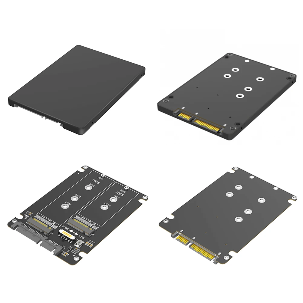 

Dual B+M Key M.2 NGFF SSD To 2.5 SATA III Adapter M2 NGFF To SATA Adapter Card 6Gbps M.2 SATA Adapter Driver-free with Enclosure