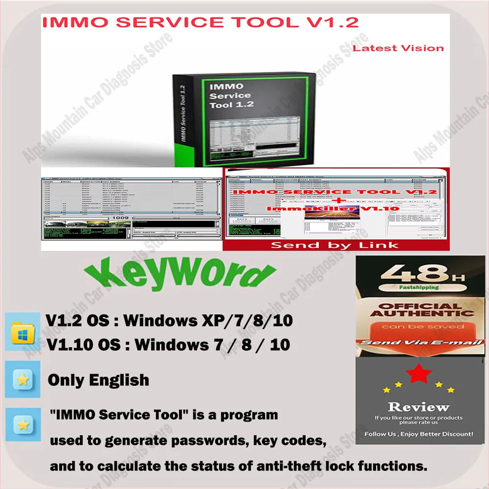 

Latest ImmoKiller V1.10 IMMO off Car Repair Software V1.1 Immobilizer Bypass with IMMO SERVICE TOOL V1.2 for Vehicle Security