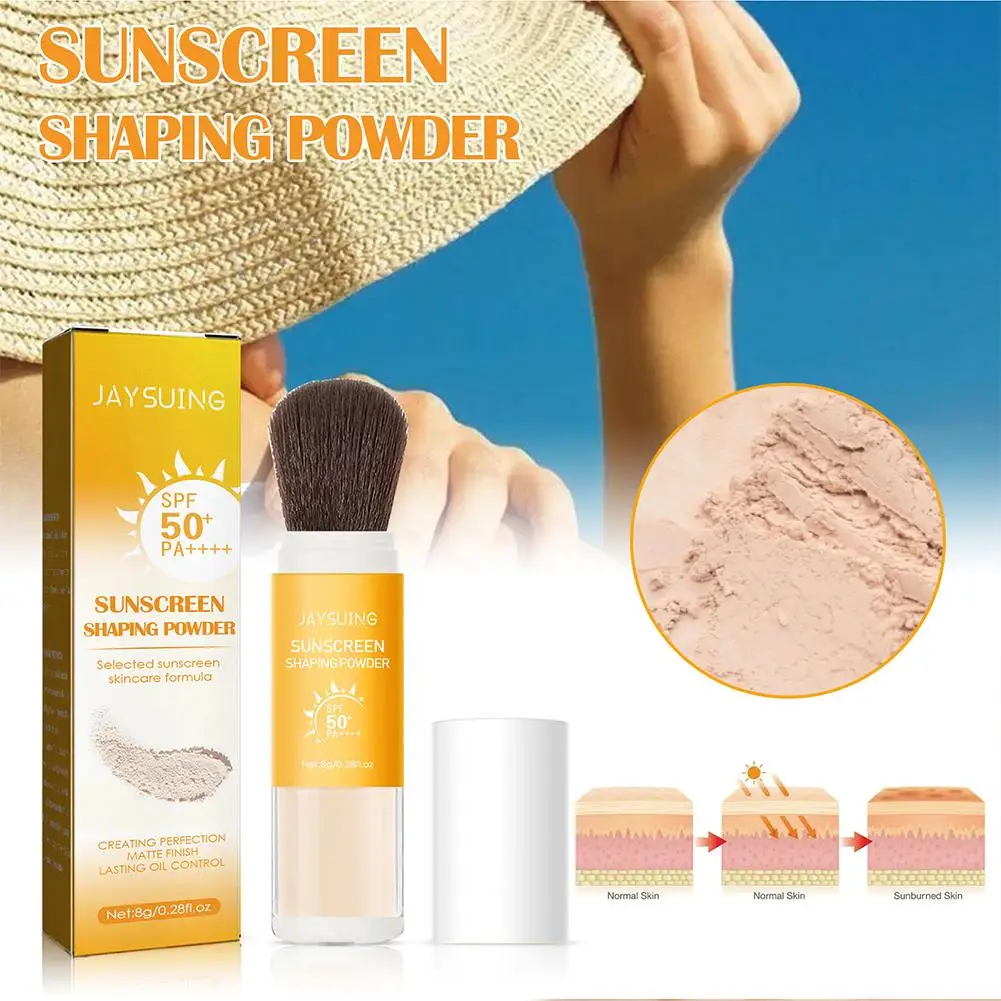 8g Face Sunscreen Shaping Powder Skin Care Maquiagem Matte Finish Oil Control Long Lasting Waterproof Lightweight SPF 50 PA++