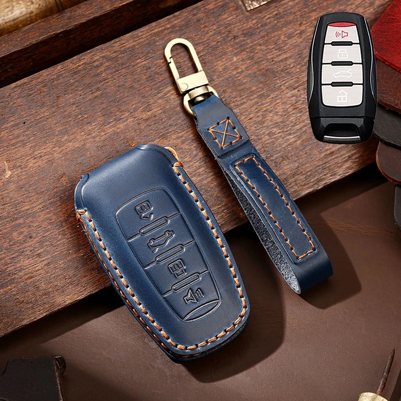 3 4 Button Genuine Leather Car Key Case Cover Fob For Great Wall Haval Jolion 2022 H6 H7 H4 H9 F5 F7 F7X F7H H2S GMW Dargo