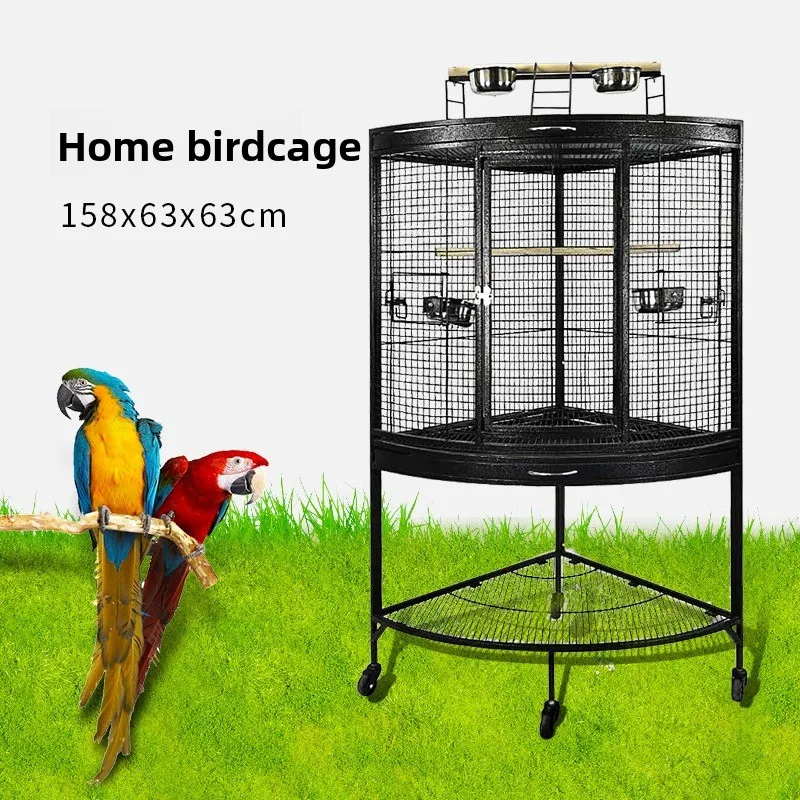Metal Corner Bird Cage Parrot Pop Flower Black Right Angle Gray Cage Tiger Skin Monk Xuanfeng Starling Villa