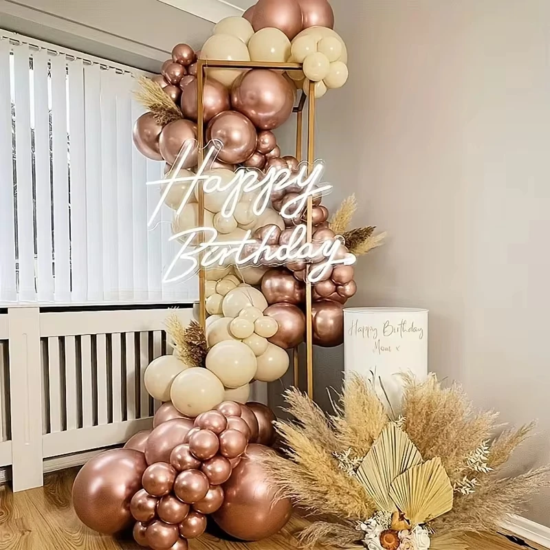 128Pcs Pink Balloon Garland Arch Kit Rose Gold Metallic Latex Balloons Anniversary Birthday Wedding Party Decoration Baby Shower