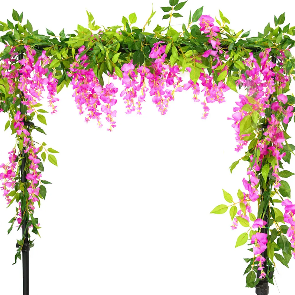 2 stuks 1,8 m blauweregen kunstbloem wijnstok klimop blad slinger rotan string bloemen nep plant blad rotan trailing nep bloem - afbeelding 1