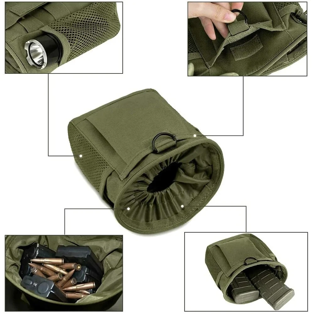 Tactical Molle Dump Pouch,Hunting Magazine Recovery Pouch Drastring Ammo Bag Belt Waist Fanny Pack Adjustable Holster Bag