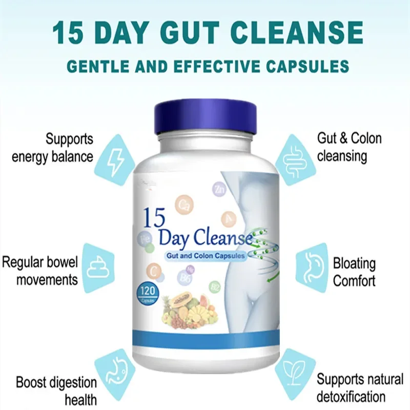 Gut and Colon Support 15-Day Cleanse and Detox Supplement Anti-Cellulite Belly Fat Burning, Digestion and Weight Management