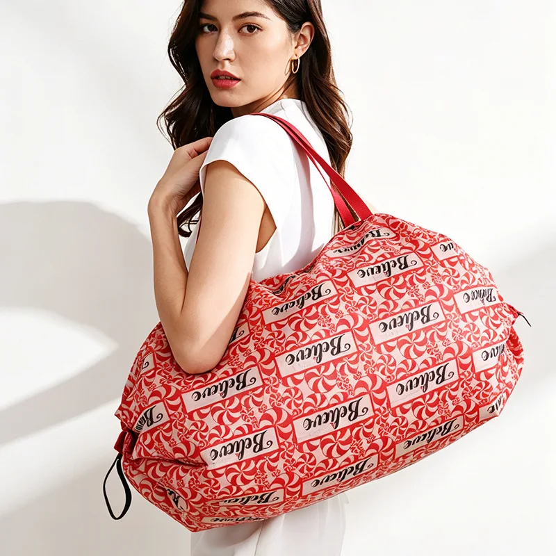 Large Capacity Printed Shopping Bag, Multi-purpose Storage Bag for Home Storage, Short Distance Travel, and Moving Packaging