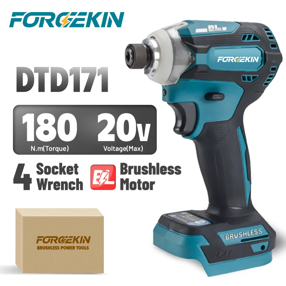 

FORGEKIN DTD171 18V Brushless Impact Driver Cordless Power Tools Rechargeable Screwdriver Drills for Makita battery pin