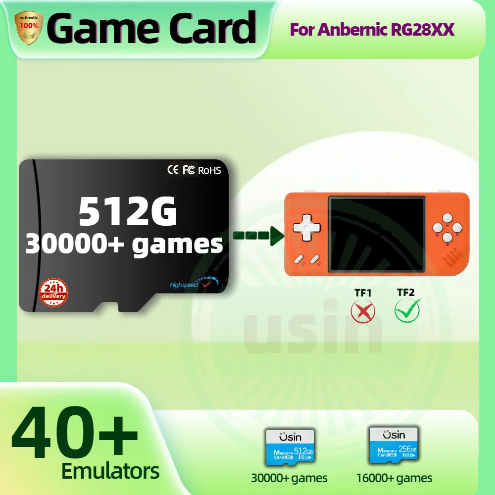 

Game TF Card For Anbernic RG28XX Plug&play Pre-install Retro Games More PSP PS1 Memory Handheld Gaming SD Card System Card