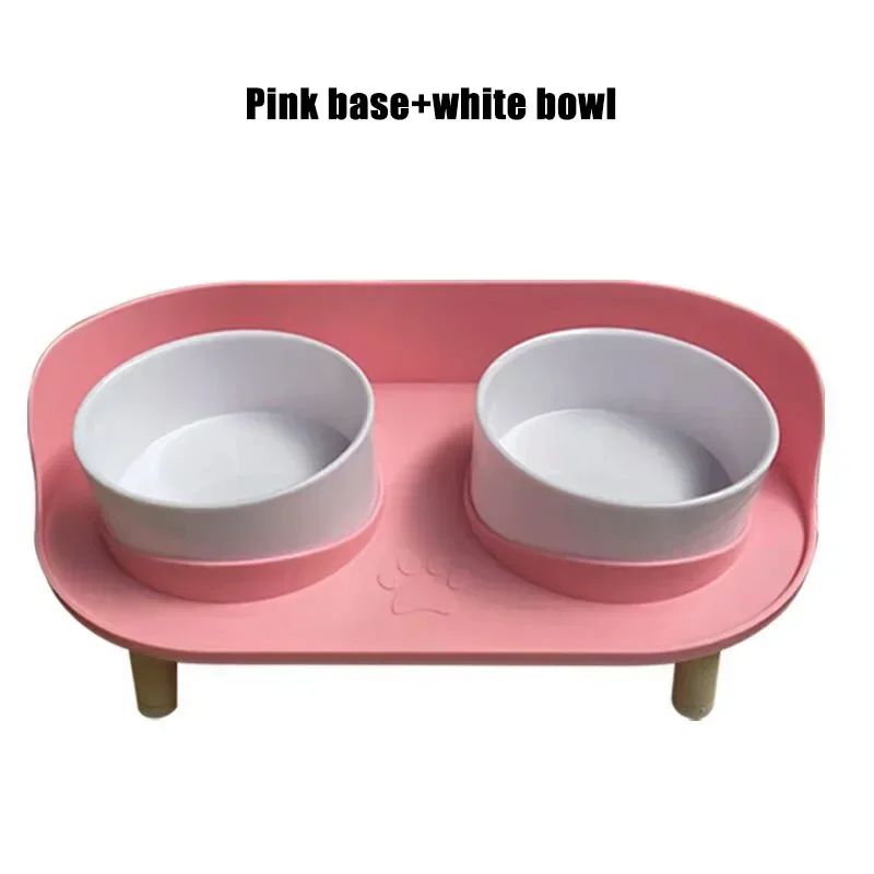 Cat Double Bowls Feeder Adjustable Height Pet Cats Drinker Water Bowl Elevated Feeding Kitten Supplies Food Feeders Dogs Dish