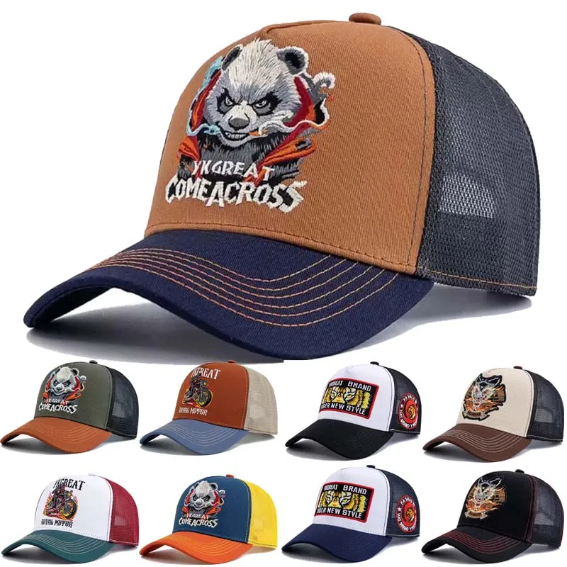 New Style Unisex Cool Panda Embroidered Baseball Cap Chic Trucker Hats For Men Women Breathable Streetwear Summer Outdoor Hat