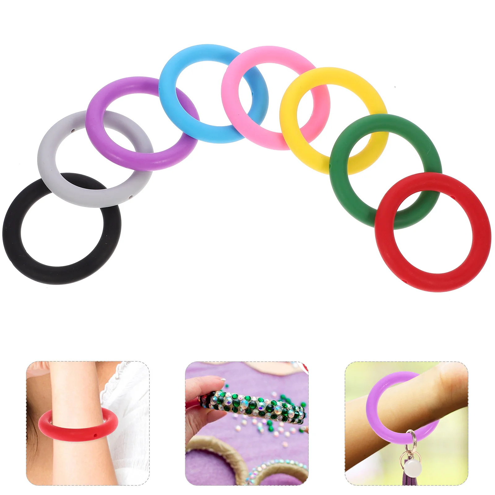 8pcs Silicone Circle for DIY Keychain Multi-Function Ring Colored Round Circle Silicone Hoop silicone rings