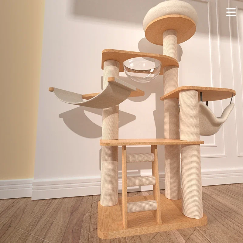 Hemp rope white cat scratching board cat rack large luxury does not occupy an area
