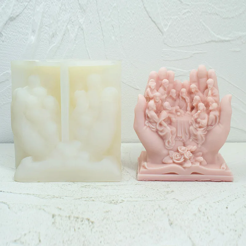 Hands Cupping People Plaster Mold DIY European Style Family Aromatherapy Diffuser Stone Dripping Ornaments Candle Silicone Mould