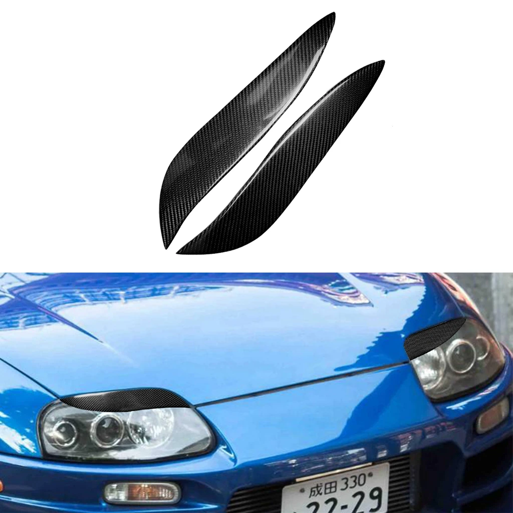 

1pair Real Carbon Fiber Car Headlights Eyebrow Eyelids Trim Cover For Toyota Supra 1993 1994 1995 1996 1997 1998 Car Accessories