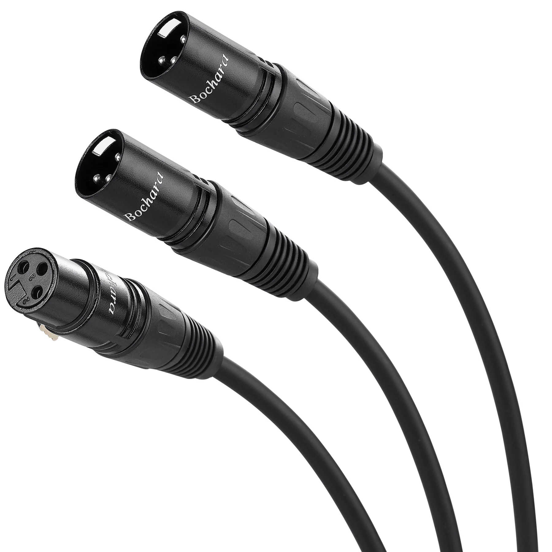Bochara XLR Female to Dual XLR Male 3Pin Y Splitter Cable Foil+Braided Shielded For Microphone Mixer Amplifier 50cm 1.5m 3m
