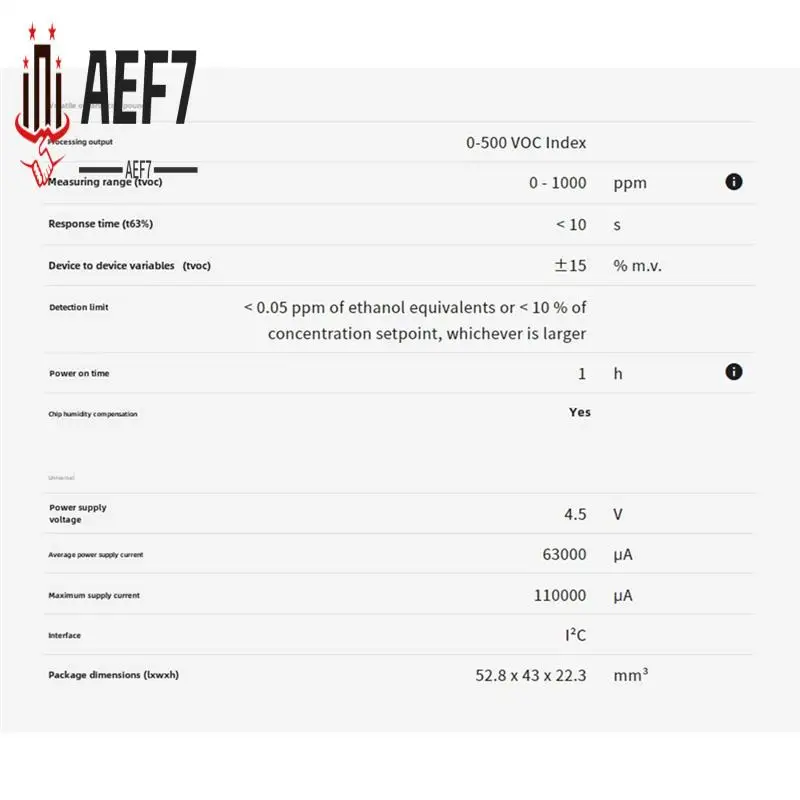 

AEF7-SEN54 Модуль датчика окружающей среды для вентиляции и качества воздуха в помещении