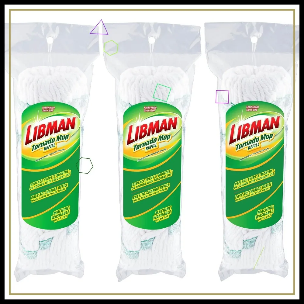 

Self-Wringing Twist Mop Refill Heads, Cotton Machine Washable, 3-Pack Replacement for Easy Floor Cleaning