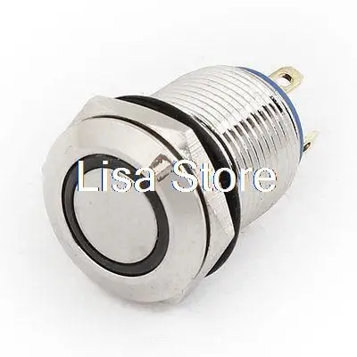 DC 5V Blue Light Momentary Panel Mount Push Button Switch AC 250V 2A