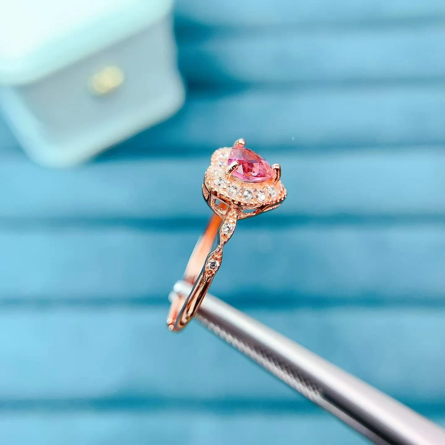 Luxury Multicolor Tourmaline Silver Ring  8 Pieces 3mm*4mm Natural Tourmaline Jewelry with Certificate October Birthstone Ring - view 3