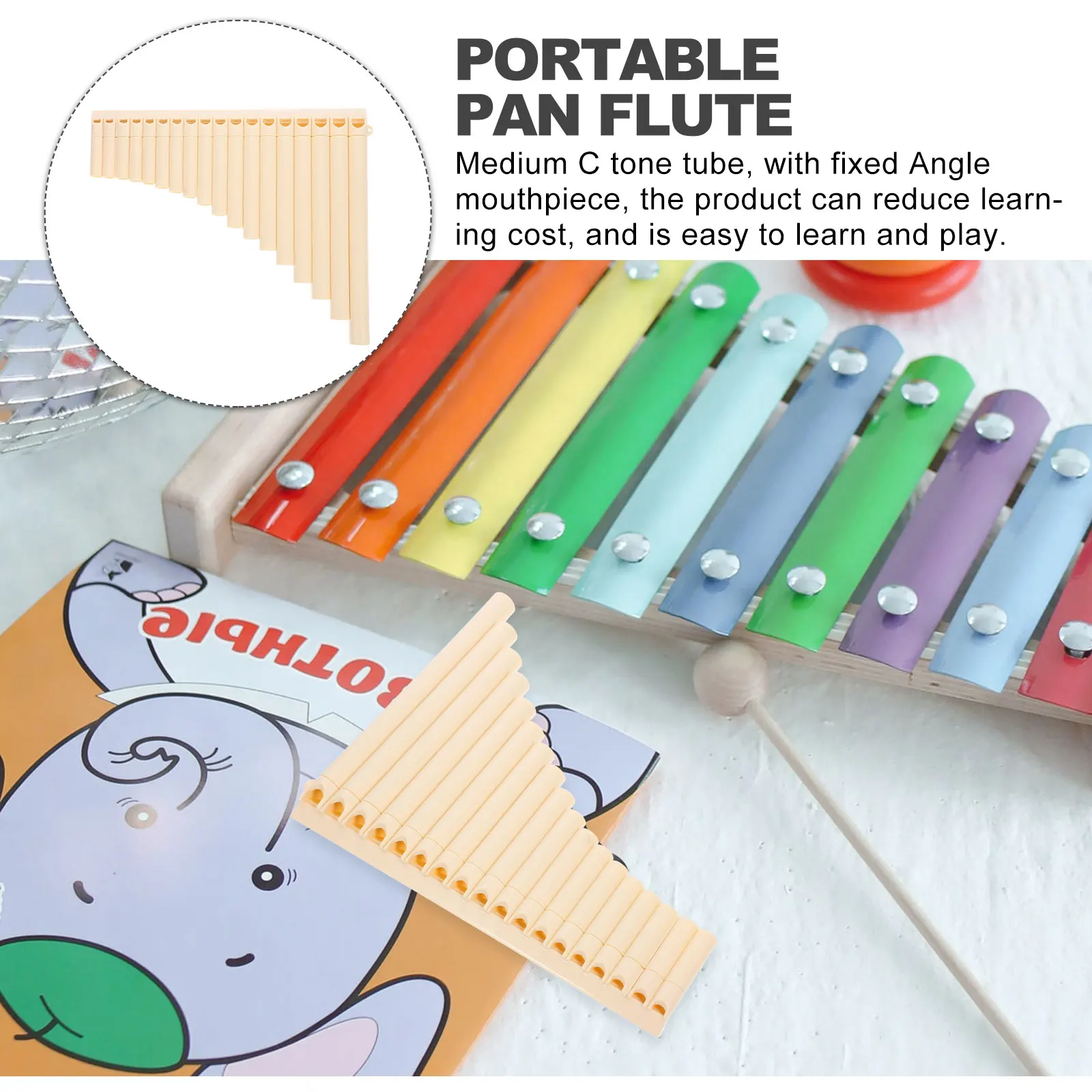 

1Set Portable 18 Pan Flute for Beginners C Key Medium Tone Tube Compact Lightweight Professional Grade Sound Quality Ideal