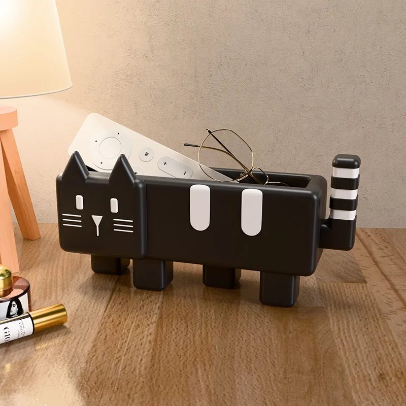 

Creative Cat Remote Control Holder Unique Animal Living Room Decor Modern Home Storage Box Aesthetic Desktop Display Organizer