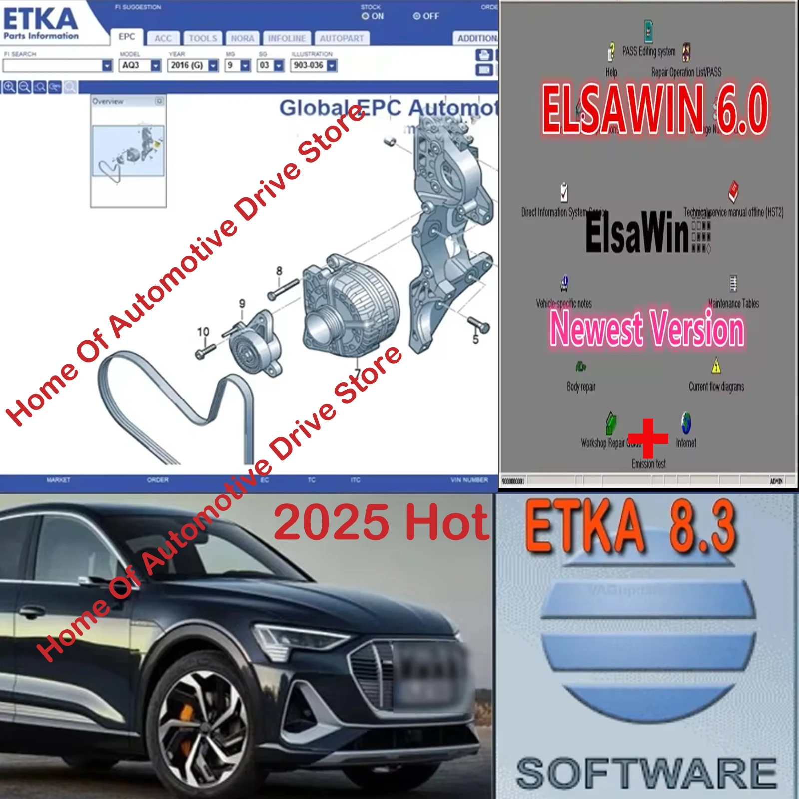 2025 Etka 8.3 with ELSAWIN 6.0 maintenance software group vehicle electronic parts catalog, suitable for V/W+AU/DI+SE/AT+SKO/D