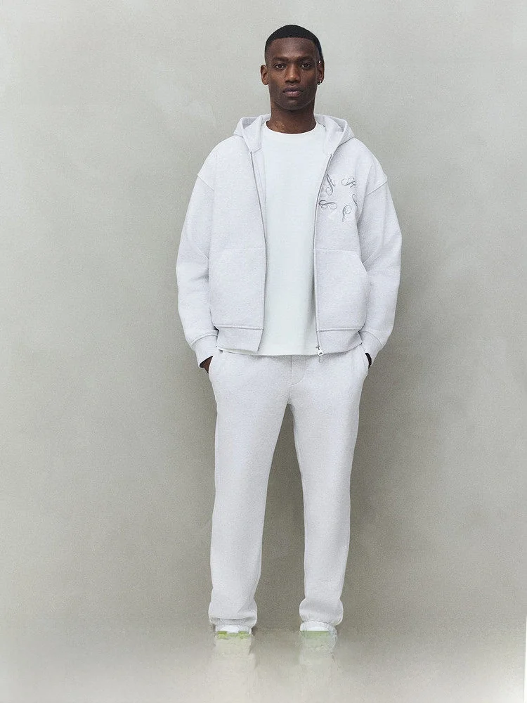 

H&M Men's Hoodie Boxy Loose Fit Long Sleeve Zipper Hooded Jacket Comfortable Breathable Cotton Polyester Blend Summer 2025