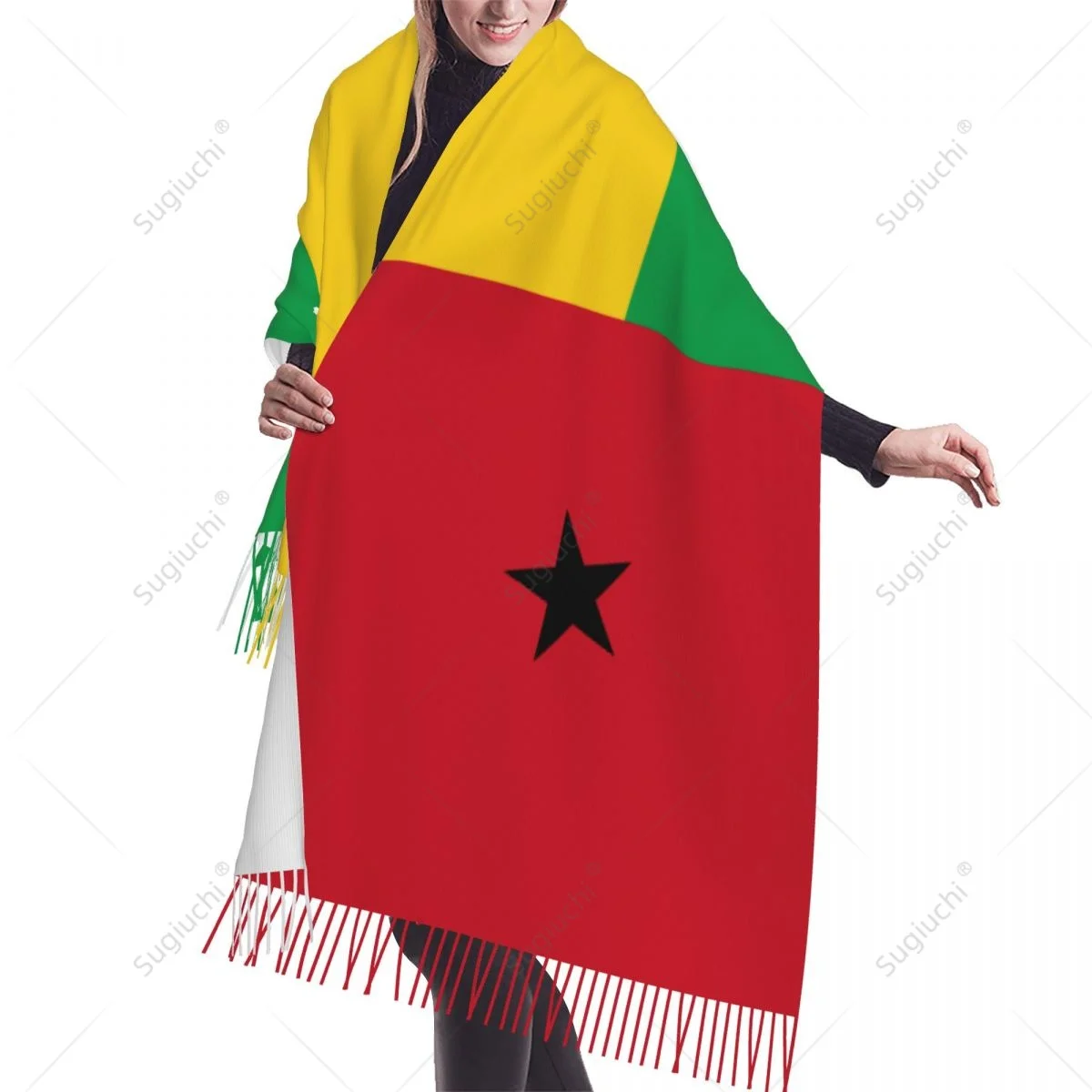 Guinea-Bissau Flag Scarf Pashmina Warm Scarves Shawl Wrap Hijab Spring Winter Multifunction Unisex image 3