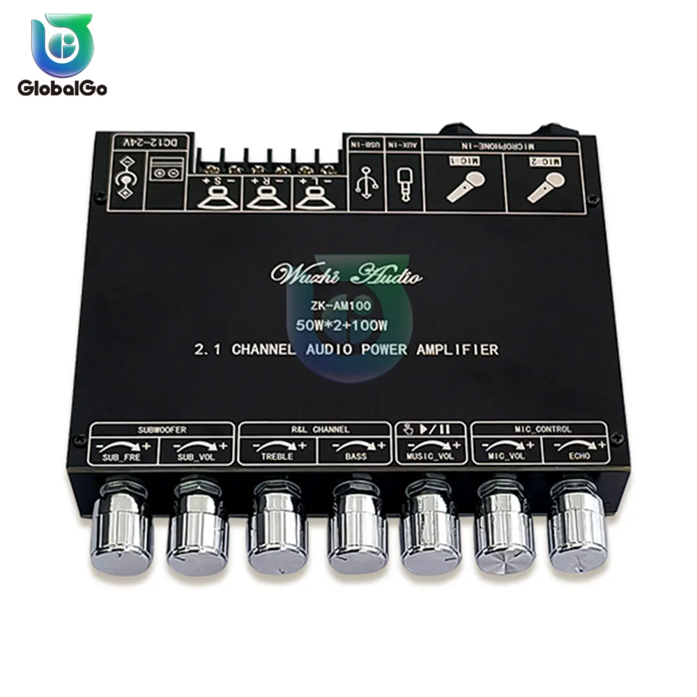 Imagem -02 - Placa de Amplificador de Alta Potência Zk-am100 para Alto-falantes Ktv Módulo Amplificador de Áudio Hifi Estéreo Bluetooth 2.1 Canal Amp 50w 100w