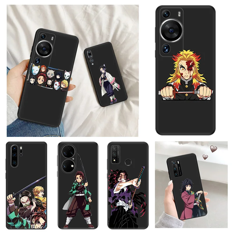 Matte Phone Case for Huawei P20 Pro P Smart P40 P30 Lite Moto G30 G31 G200 One Fusion Manga Demon Slayer Soft Black Case Funda