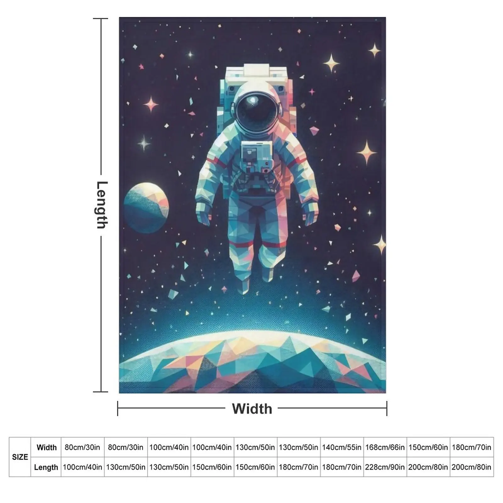 Astronaut Floating Above Geometric Planet in Starlit Galaxy Throw Blanket Soft Beds Luxury St Single Blankets