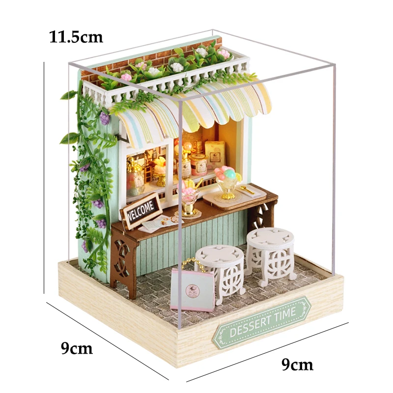 DIY miniatuur poppenhuis 3D puzzel klein huis assemblage gebouw model kit speelgoed huis met meubels verlichting houten ambachten geschenken