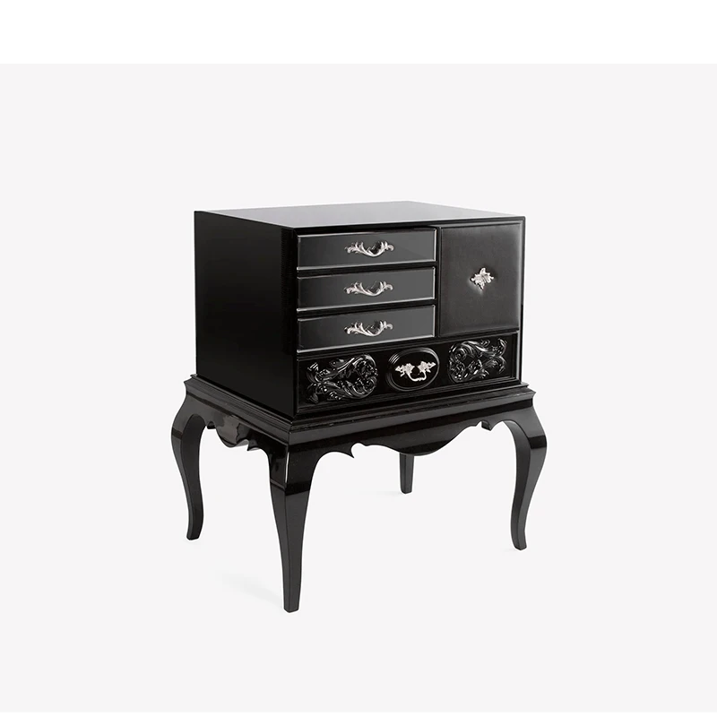 Modern minimalist luxury solid wood bedside table, bedroom home hotel bedside table
