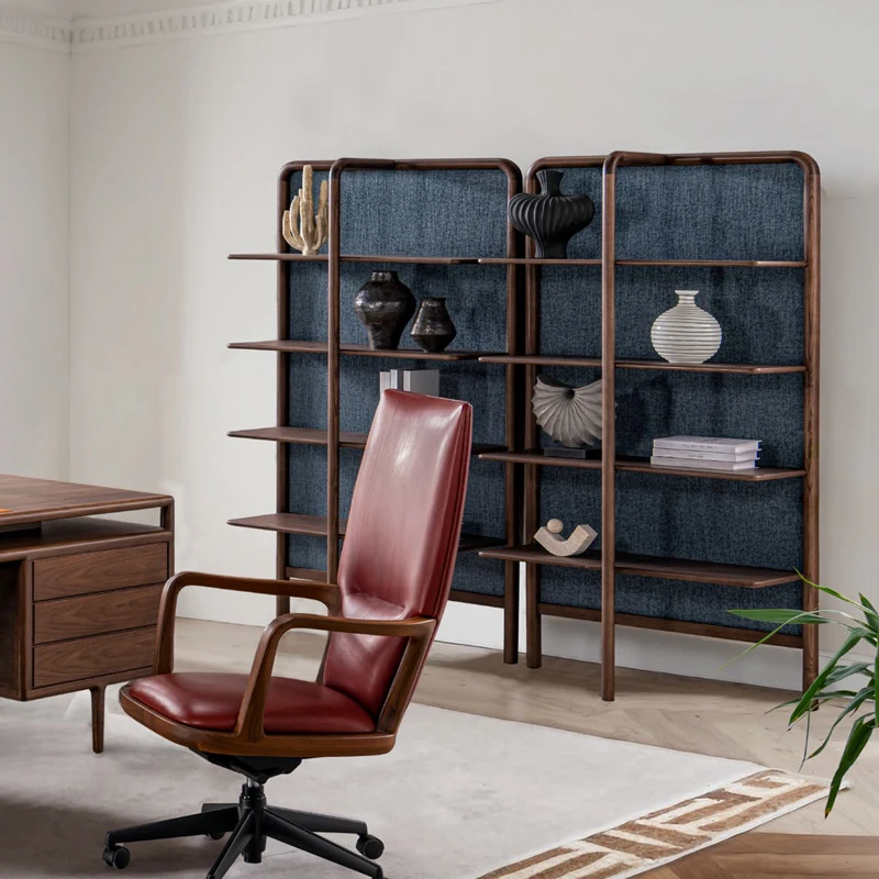 Modern High Quality Nordic Minimalist Walnut Wooden Bookshelf Display Shelves Ladder Bookcase