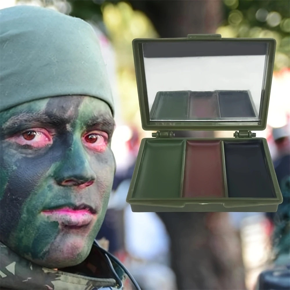 Three-Color Camouflage Facial Painting Kit - Tactical Outdoor Cs Field Equipment, Real Camouflage Makeup Oil for Camouflage and Mixing