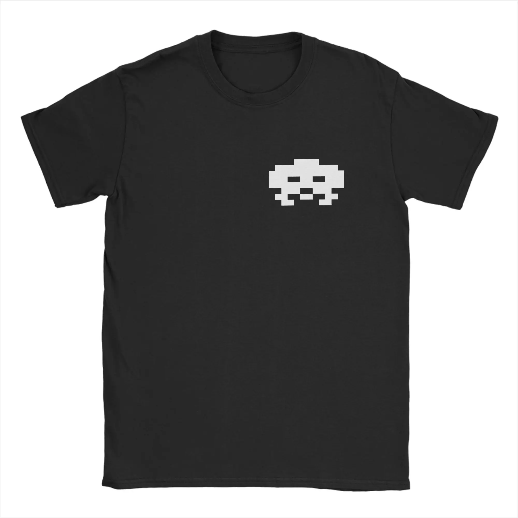 Casual Space Invaders T Shirt Men's Round Neck Short Sleeve Tops Retro Video Game 100%Cotton Summer Tops Shirts